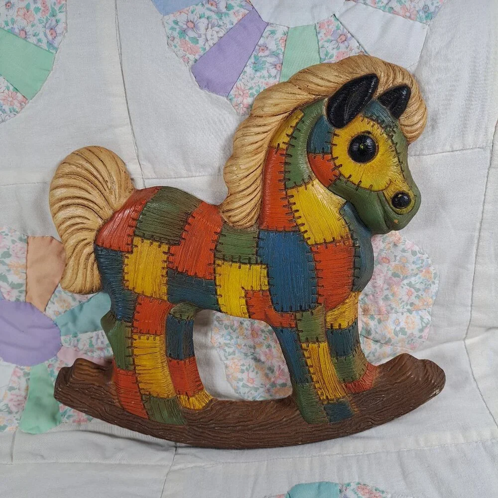 Patchwork Rocking Horse Wall Plaque - Picture 1 of 2